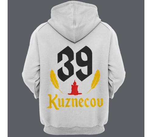 Именная толстовка с шрифтом старого времени и свечой #50