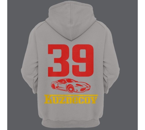 Именная толстовка с шрифтом феррари и машиной #49