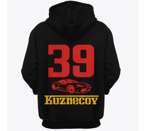 Именная толстовка с шрифтом феррари и машиной #49