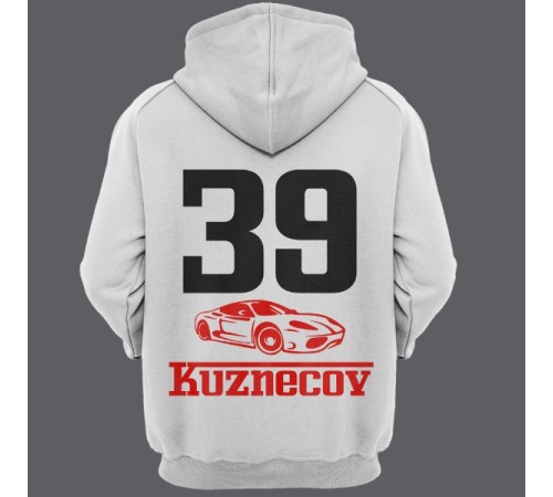 Именная толстовка с шрифтом феррари и машиной #49