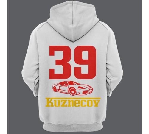 Именная толстовка с шрифтом феррари и машиной #49