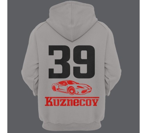 Именная толстовка с шрифтом феррари и машиной #49