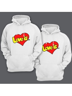 Парные толстовки с капюшоном для влюбленных "Love is..."