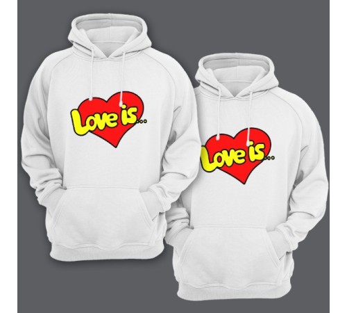 Парные толстовки с капюшоном для влюбленных "Love is..."