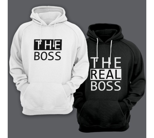Парные толстовки с капюшоном для влюбленных "The boss"/"The real boss"