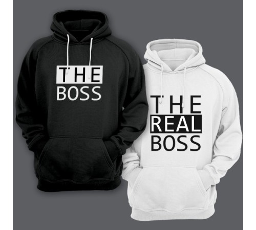 Парные толстовки с капюшоном для влюбленных "The boss"/"The real boss"