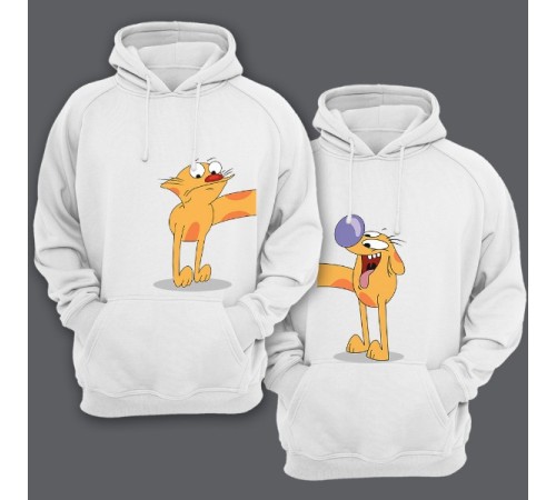 Парные толстовки с капюшоном для влюбленных персонажей из мультика "Котопёс".