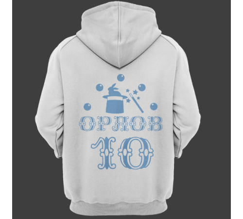 Именная толстовка с цирковым шрифтом и атрибутами фокусника #78