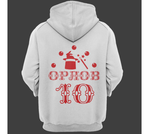 Именная толстовка с цирковым шрифтом и атрибутами фокусника #78