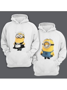 Парные толстовки с капюшоном для влюбленных с миньонами