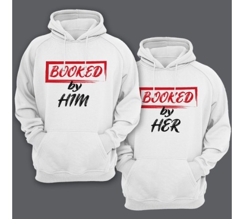 Парные толстовки с капюшоном для влюбленных "Booked by Him/Her"