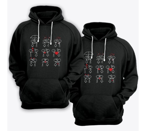 Парные толстовки с капюшоном для влюбленных со смешными рисунками влюбленных
