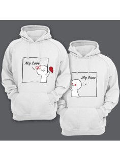 Парные толстовки с капюшоном для влюбленных "My love"