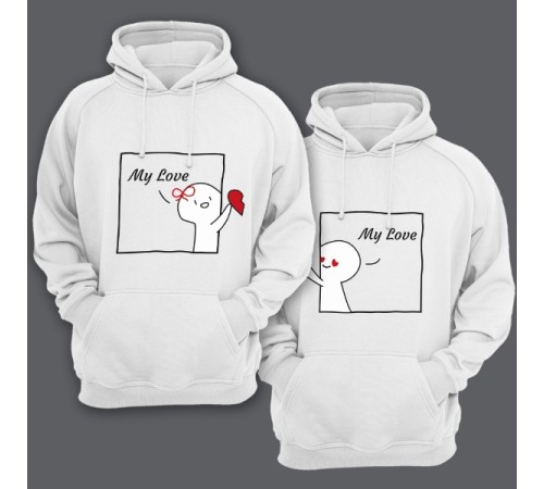 Парные толстовки с капюшоном для влюбленных "My love"