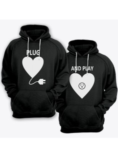 Парные толстовки с капюшоном для влюбленных "Plug" и "And play"