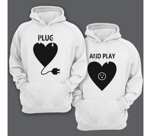Парные толстовки с капюшоном для влюбленных "Plug" и "And play"