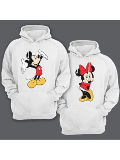 Парные толстовки с капюшоном для влюбленных с Микки и Мини Маус