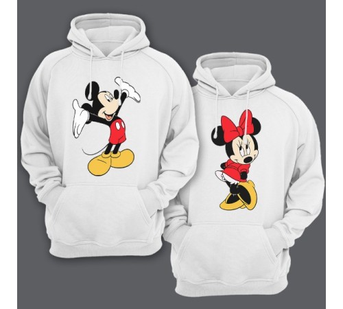 Парные толстовки с капюшоном для влюбленных с Микки и Мини Маус