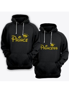 Парные толстовки с капюшоном для двоих "Prince (Принц)" и "Princess (Принцесса)"
