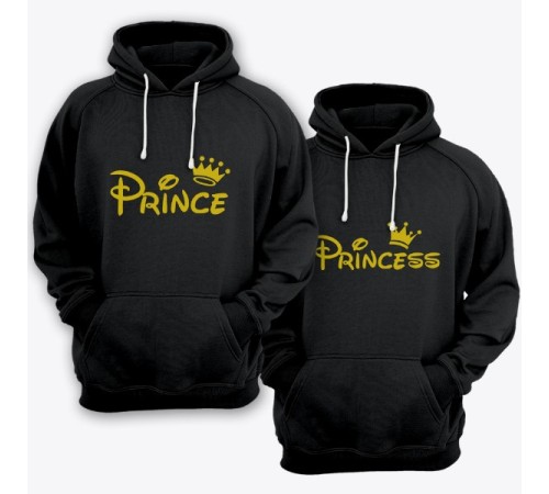Парные толстовки с капюшоном для двоих "Prince (Принц)" и "Princess (Принцесса)"