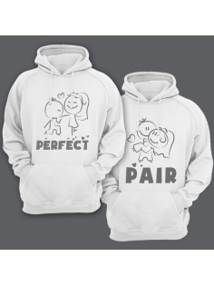 Парные толстовки с капюшоном для влюбленных "Perfect"(Идеальная) "Pair"(Пара)