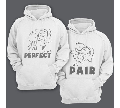 Парные толстовки с капюшоном для влюбленных "Perfect"(Идеальная) "Pair"(Пара)