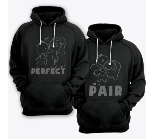 Парные толстовки с капюшоном для влюбленных "Perfect"(Идеальная) "Pair"(Пара)