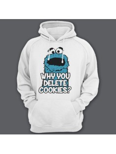 Прикольные толстовки с капюшоном с надписью "Why you delete cookies?" ("Почему ты удаляешь кукис\печенье?")