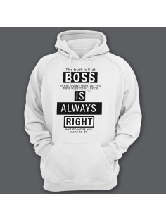 Прикольные толстовки с капюшоном с надписью "Boss is always right" ("Босс всегда прав")