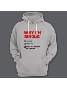 Прикольная толстовка с капюшоном с надписью "Why i'm single?" ("Почему я одинок?")