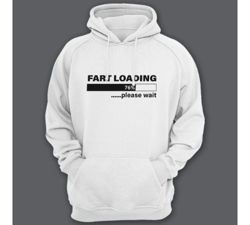 Прикольная толстовка с капюшоном с надписью "Fart loading..." ("Пук загружается")