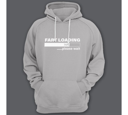 Прикольная толстовка с капюшоном с надписью "Fart loading..." ("Пук загружается")