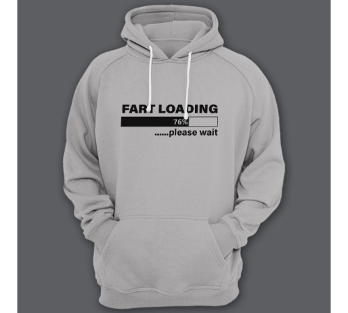 Прикольная толстовка с капюшоном с надписью "Fart loading..." ("Пук загружается")