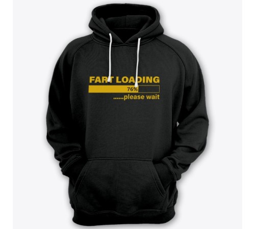 Прикольная толстовка с капюшоном с надписью "Fart loading..." ("Пук загружается")