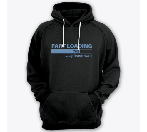 Прикольная толстовка с капюшоном с надписью "Fart loading..." ("Пук загружается")