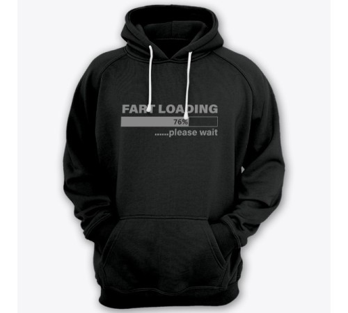 Прикольная толстовка с капюшоном с надписью "Fart loading..." ("Пук загружается")