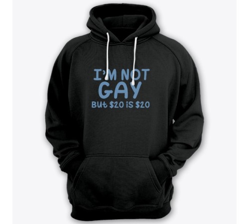 Прикольная толстовка с капюшоном с надписью "I'm not gay..." ("Я не гей")