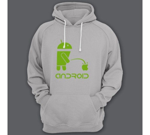 Прикольная толстовка с капюшоном с надписью "Android"