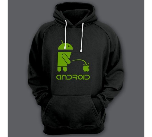 Прикольная толстовка с капюшоном с надписью "Android"