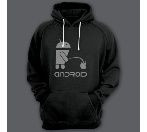 Прикольная толстовка с капюшоном с надписью "Android"