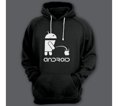 Прикольная толстовка с капюшоном с надписью "Android"