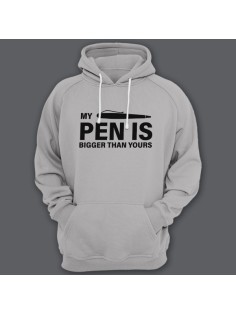 Толстовка с капюшоном с прикольной надписью "My pen is bigger than yours" ("Моя ручка больше твоей")
