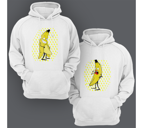 Парные толстовки с капюшоном для двоих "Смешные бананы"
