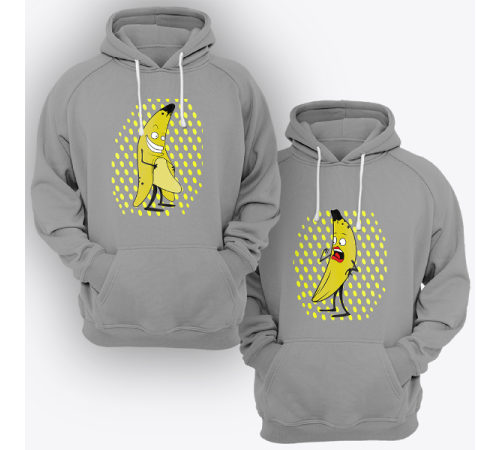 Парные толстовки с капюшоном для двоих "Смешные бананы"