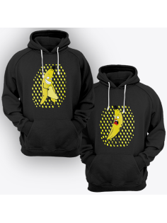 Парные толстовки с капюшоном для двоих "Смешные бананы"