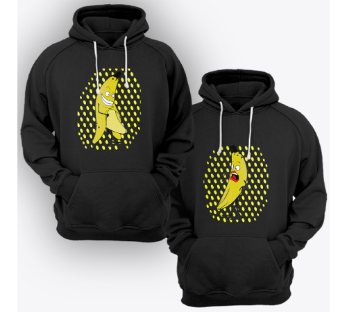 Парные толстовки с капюшоном для двоих "Смешные бананы"