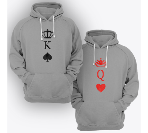Парные толстовки с капюшоном для двоих "Король пики и Королева черви"