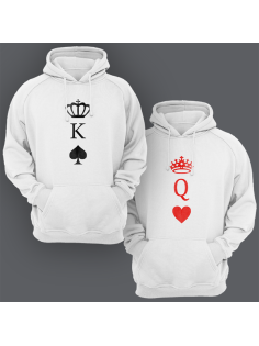 Парные толстовки с капюшоном для двоих "Король пики и Королева черви"