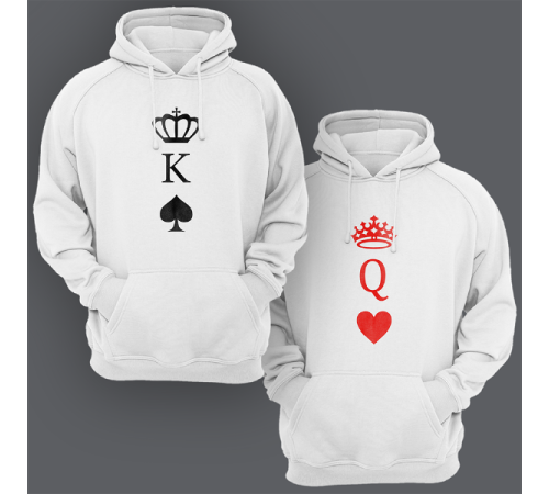 Парные толстовки с капюшоном для двоих "Король пики и Королева черви"