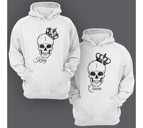 Парные толстовки с капюшоном для двоих "King/Queen"